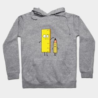 funny cute ruler measures a pencil Hoodie